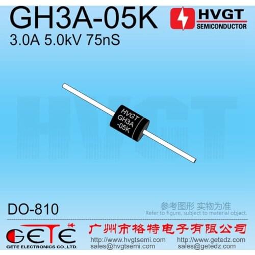 HVGT,High voltage diode 5kV,GH3A-05K, Silicon rectifier diode 3A 5kV 75ns, Fast recovery, High current, Large surge