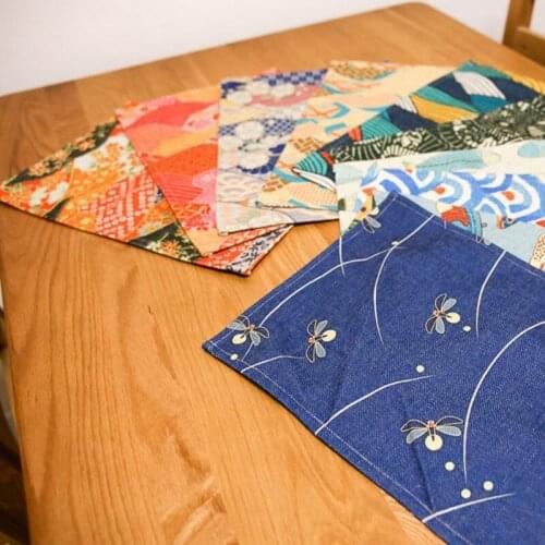 Japanese handmade cotton and linen Tea ceremony and wind fabric bowl mat Placemat for Dining Table