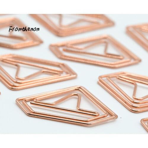 Fromthenon Rose Gold Paper Clip Metal Diamond Bow Clothes Tree Shaped Paper ClipsCreative OfficeAccessoriesTop-qualityStationery