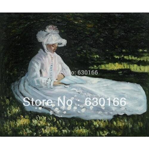 Claude Monets Famous Figure Oil Painting Reproductions - Camile Reading 100% Handpainted Wall Painting for Home Decor