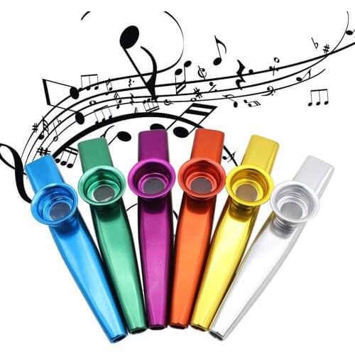 1pc Metal Kazoo With 6 Kazoo Flute Diaphragm Mouth Flute Harmonica For Beginners Kids Adult Party Gifts Musical Instrument