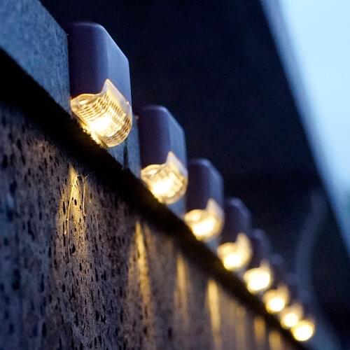16pcs LED Solar Fence Lighting Outdoor Waterproof Wall Lamps Garden Landscape Step Pathway Deck Balcony Patio RGB Solar Lights