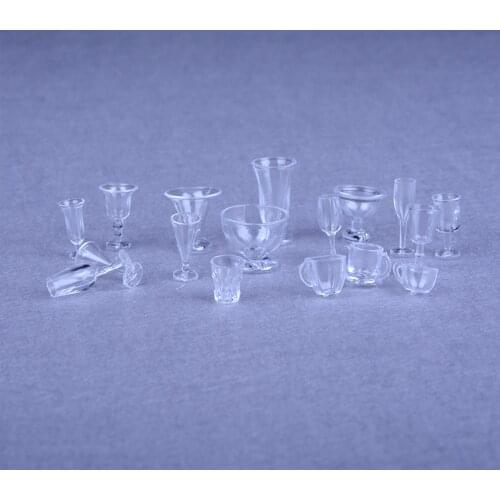 17Pcs/set Wholesale Pretend Play Mini Food Doll Accessories Fit Toy Mini Dollhouse Miniature Drink Ice Cream Cups Set Model