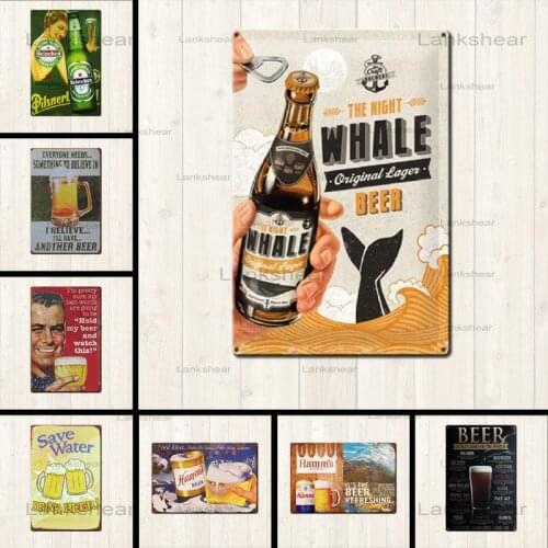 2021 New Beer Vintage Tin Painting Bar Wall Decoration Painting Murals Tinplate License Plate Frameless Painting Matal Sign