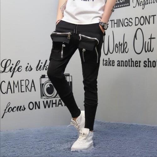 28-44 Spring Men Thin Section Casual Pants Large Pocket Feet Pants Students Were Thin Harem Pants Hair Stylist Tide Brand Pants