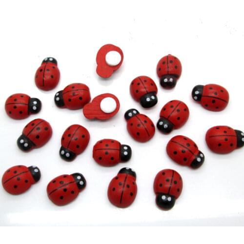 50Pcs Red Ladybug Wood Sewing Buttons For Kids Clothes Flatback Scrapbooking Fridge Magnet Decoration Handicraft DIY Accessories