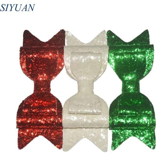 50pcs/lot 4.7*1.6'' Large Glitter Messy Sequin Leather Bow Tie 3-layer Hairbow Girl Lovely Headwear HDJ121