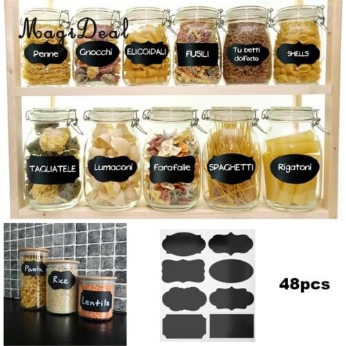 80pcs 8 Designs Black Board Kitchen Jam Jar Label Labels Stickers Craft 5cm x 3.5cm Wedding Decor Chalkboard Wall Decals