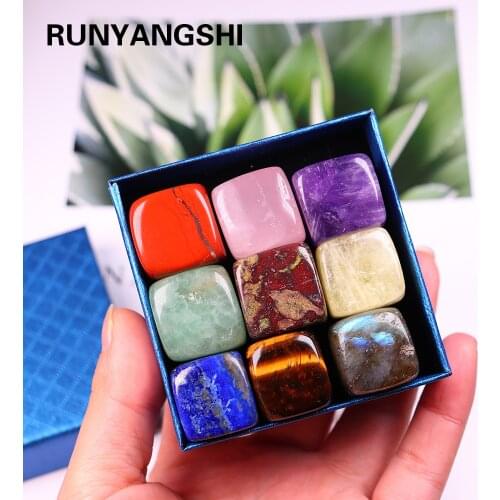 9Pcs /Set Natural Tumbled Stone Mix Rock Rose quartz Bead Chakra Healing Crystal Irregular Polishing Gemstone 15-20mm