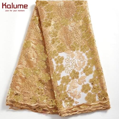 Kalume African Lace Fabric Sequins French Tulle Lace Fabric Diy Dress Nigerian Net Lace Fabric For Wedding Party Dress F2366
