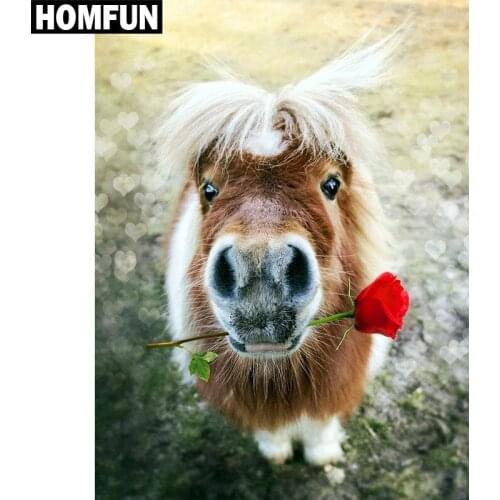 HOMFUN Full Square/Round Drill 5D DIY Diamond Painting "Animal horse" Embroidery Cross Stitch 5D Home Decor Gift A01524