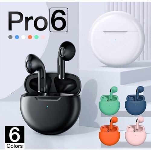 TWS Pro 6 Bluetooth 5.0 Headphone With Mic Noise Cancelling Earbuds Gaming Music Headset Wireless Earphones For Huawei Xiaomi