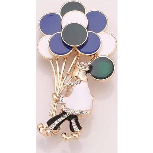 White balloon clown creative designer Enamel Circus series of female brooch brooches