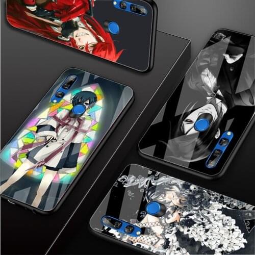 Cartoon kuroshitsuji Tempered Glass Phone Case For Huawei Honor 8X 9 10 20 30 lite PRO 10i 20i