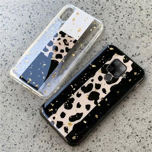 Simple generous Gold foil leopard Phone Case For Huawei P10 Plus Lite Mate 30 20 10 9 Pro Lite 20X soft transparent Back Cover