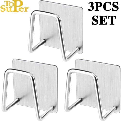 Kitchen Adhesive Stainless Steel Sponge Holder Waterproof Sink Sponge Drain Rack Shelf kitchen organizer and storage Accessories