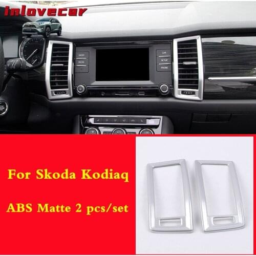 For Skoda Kodiaq 2017-2019 front air outlet cover interior mouldings car-styling ABS chrome trim car styling Accessories 2pcs