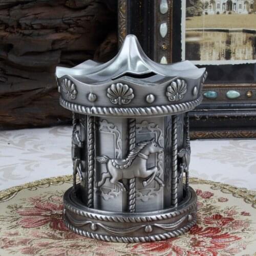 European Carousel money savings box bank coin safe box alloy metal money bank kids money saving box for home decoration SNG016