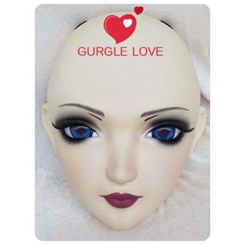 GL057) Sweet Girl Resin Half Head BJD Kigurumi Mask With Eyes Cosplay Anime Role Lolita Mask Crossdress Doll