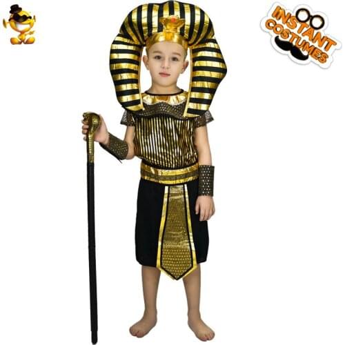 Halloween Boy Cosplay Egyptian Costume Carnival Fancy Dress Kids Roman Egypt Costumes for Purim Children Stage Performance Suit