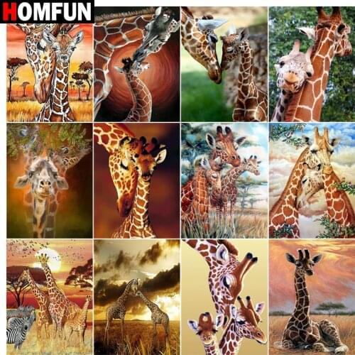 HOMFUN Diamond Painting Cross Stitch "giraffe animal" 5D DIY Diamond Embroidery Full Square/round Rhinestone Of Picture