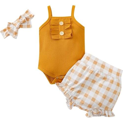 Toddler Summer Fashion Baby Girls Two-piece Clothes Set Sleeveless Boat Neck Romper With Printed Pattern Shorts and Headwear
