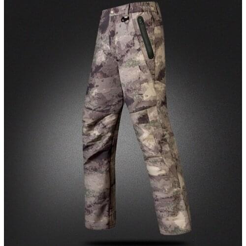 HOT 2019 Outdoor Winter Sharkskin Thicken Fleece Thermal Soft shell Camouflage Military climbing Hiking Cargo Ski Pants Men