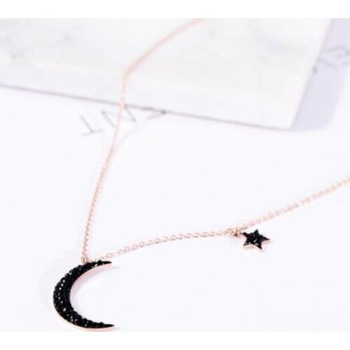 Hot Moon And Stars Fashion New Goddess Luxury Women Necklace Rose Gold Color Luxe Jewelry Stainless Steel