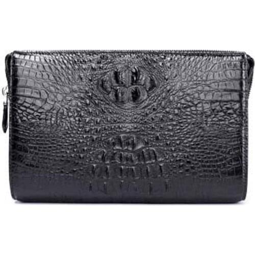 Madun new crocodile leather handbags male business male Hand bag zipper large capacity Hand caught brown men clutch bag