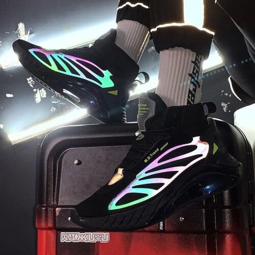 Trendy New Men chunky sneaker High-quality Outdoor Reflective Running shoes High help Breathable Sports Shoes Zapatillas Hombre