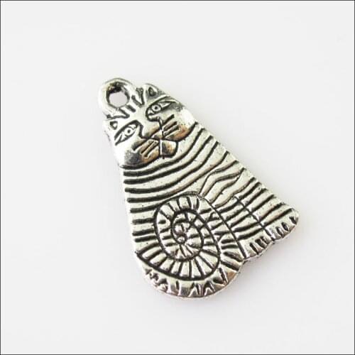 New 18Pcs Tibetan Silver Color Fat Animal Cat Charms Pendants 14x21mm