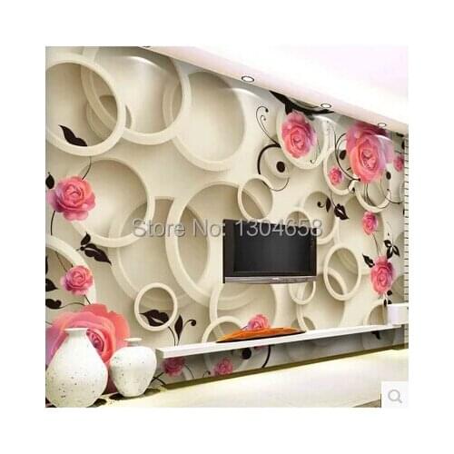 Custom papel DE parede 3 d, large murals of 3d circle Rose to the sitting room the bedroom TV wall vinyl which wallpaper