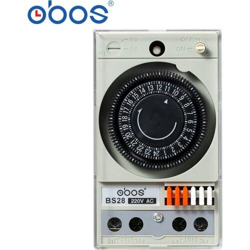 OBOS brand 110V~240V mechanical type 24 hour timer with 48 times on/off per day min time interval 30 min