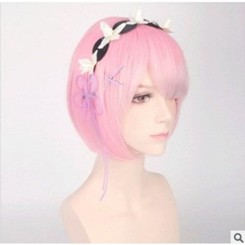 Rem Ram Cosplay Wig Re:Zero Starting Life in Another World Costume Head Accessories Cosplay Halloween Costumes