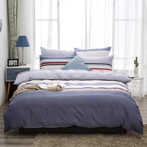 Bed Linens Grid stripe Color Simple Style For Home Bedding Sets Home Duvet Cover Set Bed Cover Flat Sheet Bed Linen Cotton