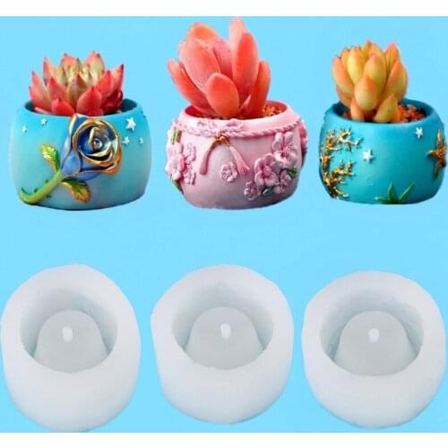 Succulents Flower Pot Resin Silicone Mold Suitable for Diy Garden Concrete Flower Pot Candle Holder Crafts Home Decor