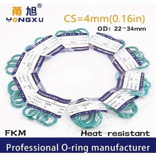 3PCS/lot Green FKM Rubber fluororubber O-ring Seals CS4mm OD22/24/25/26/27/28/30/32/33/34*4mm ORing fkm Seal Gasket Rings Washer