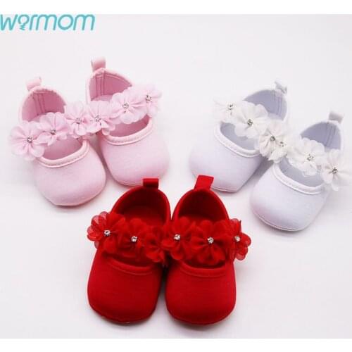 Warmom Fashion Baby Shoes for 0-1Y Soft Bottom Non-slip Toddler Flower Bright Diamond Princess Shoes Newborn Infant Shoes Sock