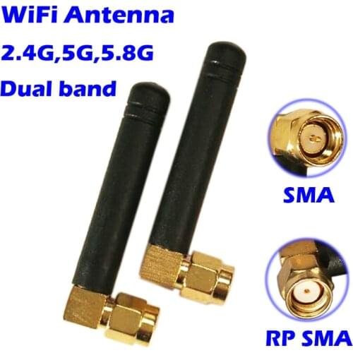 WiFi Antenna 2.4GHz/5.8GHz Dual Band 3dbi RPSMA/SMA Connector Rubber Aeria for Mini PCI Card Camera USB Adapter Network Router
