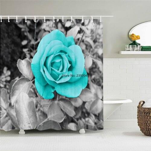 Red Rose Bath Curtain Waterproof Shower Curtains Polyester Flowers Romance Love Bath Screen Curtain for Bathroom Christmas Gift