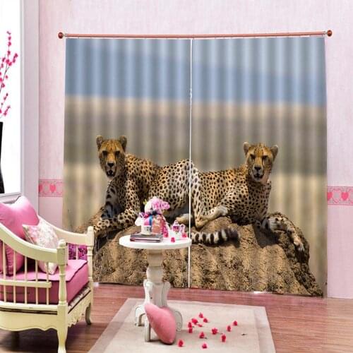 Animal Tiger Photo Window Curtains For Living Room Bedroom Desert landscape Blackout Drapes Decor Sets Customizable any size