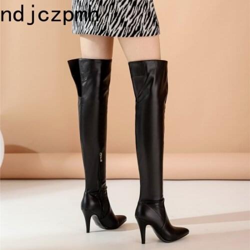 Women Boots Autumn and Winter Fashion Over The Knee Boots Pointed Thin Heel Sexy Thigh High Boots Plus Size 34-43 High 10cm