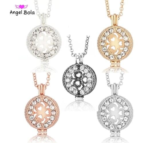 Crystal Cage Aromatherapy Pendant Jewelry for Women 20.5mm Essential Oil Locket For Diffuser Necklace For Women Gift NL036