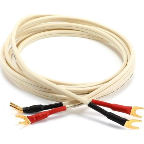 1Pcs audio surround cable 300 core 4N oxygen-free copper speaker cable 3 square center dedicated Y type / banana / pin plug HiFi