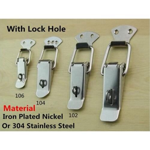 1Pcs Iron Plated Nickel/304 Stainless SteelToggle Hasp Latch Sprung Catch Chest Flight Case Suitcase Hardware Cabinet Box