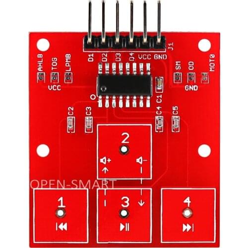OPEN-SMART 4 Channel Touch Sensor 4 Way Control Module High Sensitivity 4-CH Touch Board Music Control Compatible for Arduino