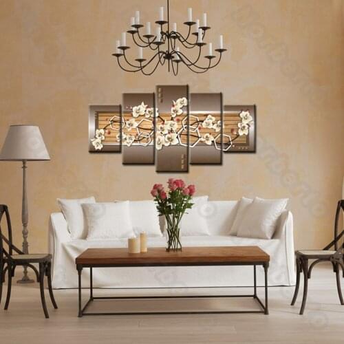 5 Pcs Poster Modern European Canvas Painting Wall Poster Elegant Flowers Painting Embroidery for Home Rooms Wall Decoration