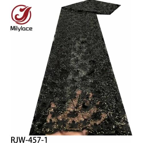 African Organza Lace Fabric 2020 High Quality Lace French Tulle Lace Fabric Nigerian 3D Flower Lace for Wedding RJW-457