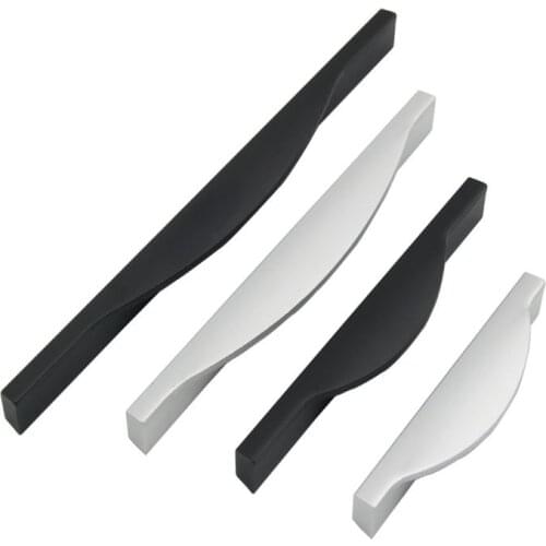 Aluminum Cabinet Wardrobe Handle Black Simple Modern Drawer Knobs American Furniture Door Handles