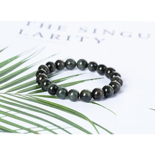 Natural Green Hair Crystal Bracelets 7-12mm Beads Stretch Bracelet